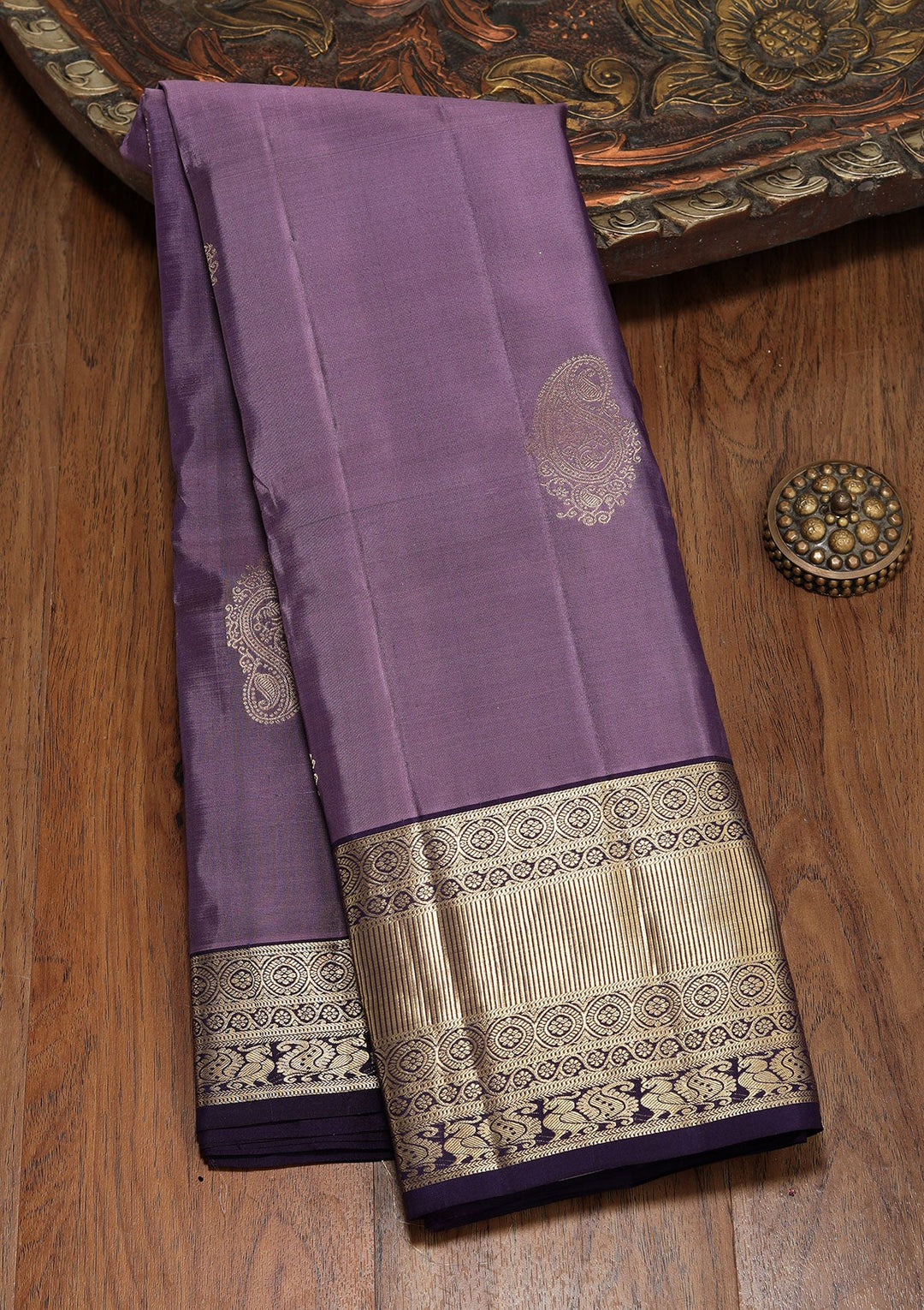 Lavender Zariwork Pure Silk Saree-koskii