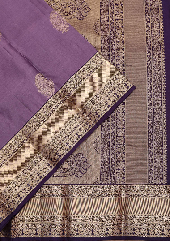 Lavender Zariwork Pure Silk Saree-koskii