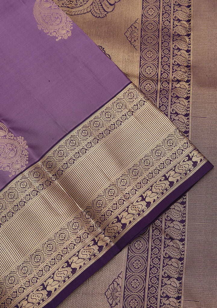 Lavender Zariwork Pure Silk Saree-koskii