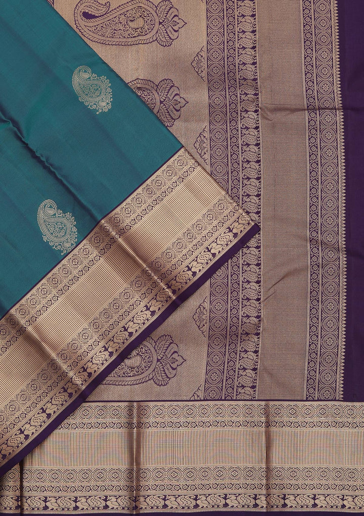 Peacock Green Zariwork Pure Silk Saree-koskii