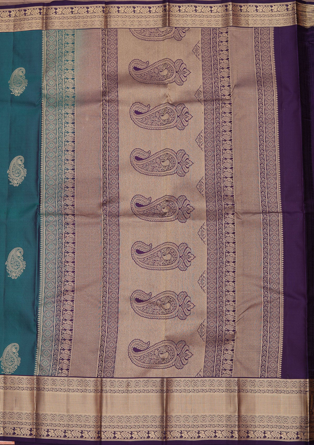 Peacock Green Zariwork Pure Silk Saree-koskii