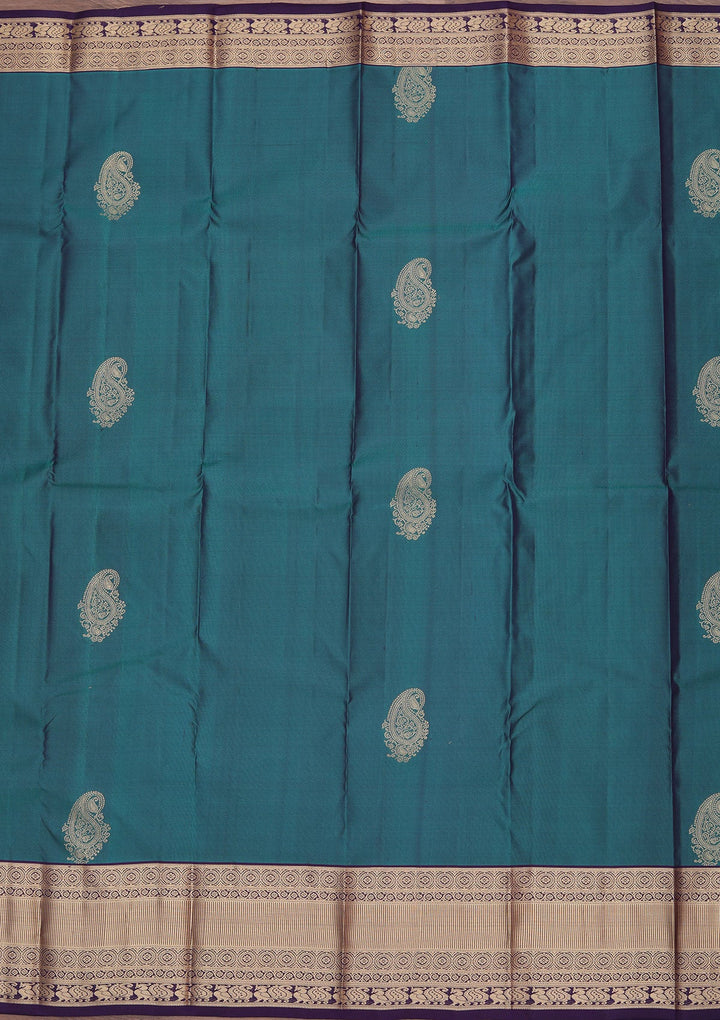 Peacock Green Zariwork Pure Silk Saree-koskii