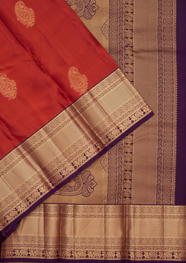 Rust Zariwork Silk Saree-koskii