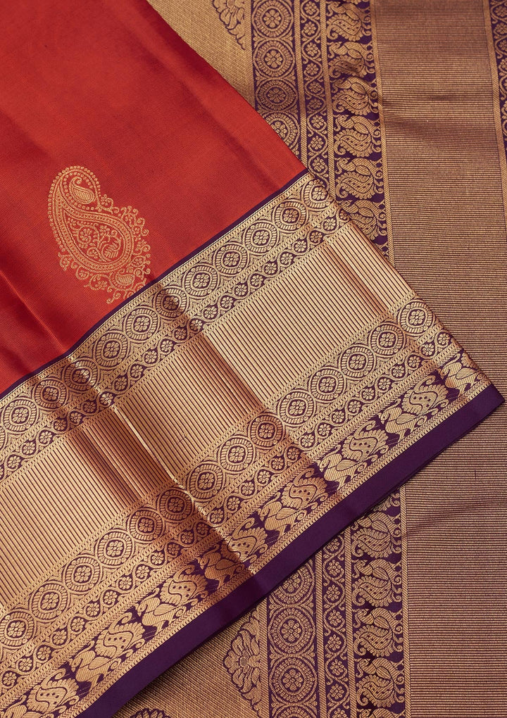 Rust Zariwork Silk Saree-koskii
