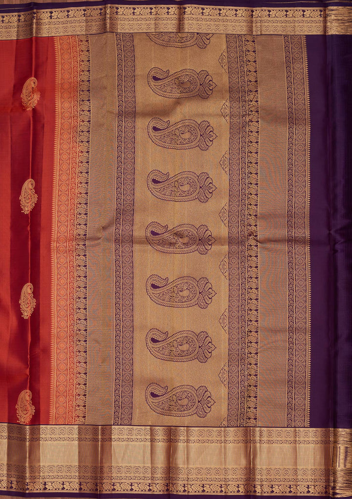 Rust Zariwork Silk Saree-koskii