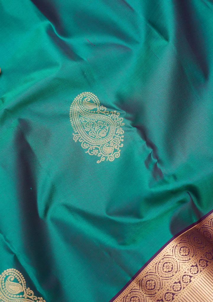 Sea Green Zariwork Silk Saree-koskii