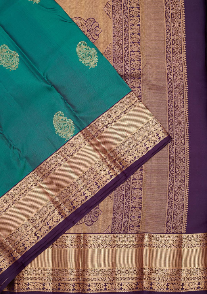 Sea Green Zariwork Silk Saree-koskii