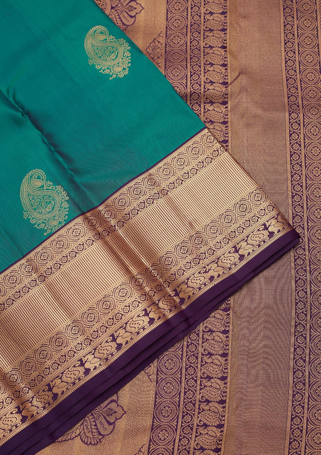 Sea Green Zariwork Silk Saree-koskii
