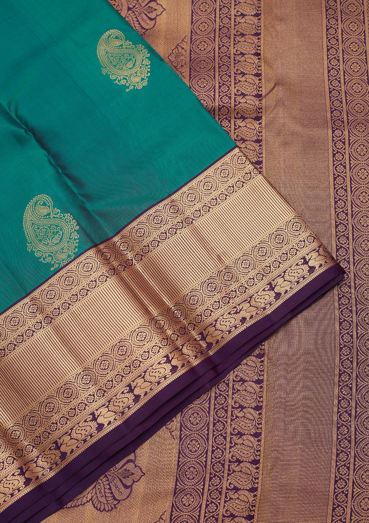 Sea Green Zariwork Silk Saree-koskii