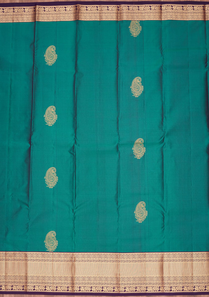 Sea Green Zariwork Silk Saree-koskii