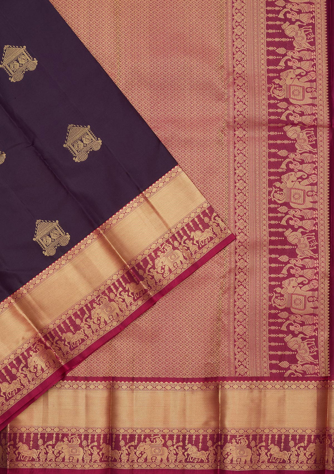 Magenta Pink Zariwork Silk Saree-koskii