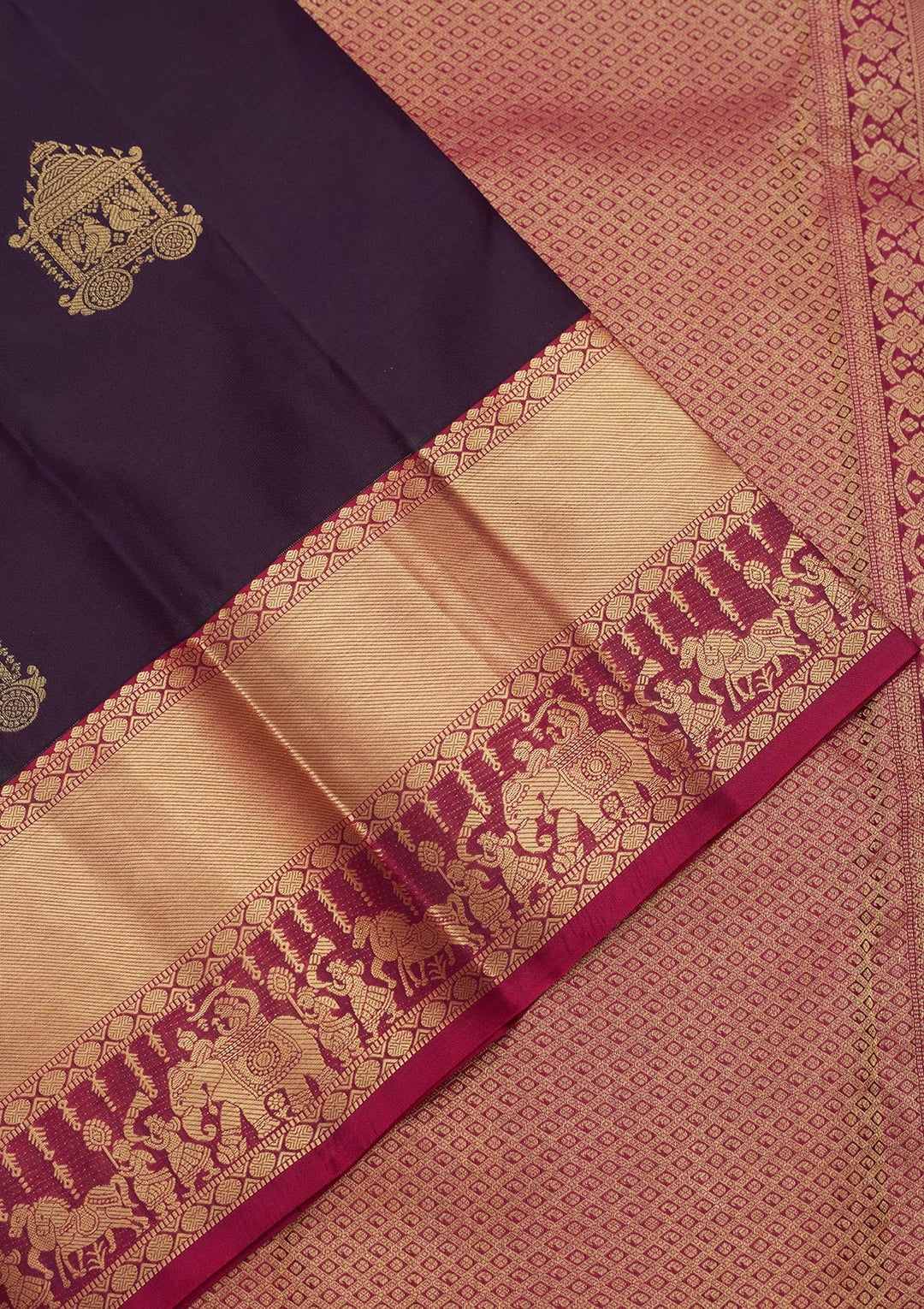 Magenta Pink Zariwork Silk Saree-koskii