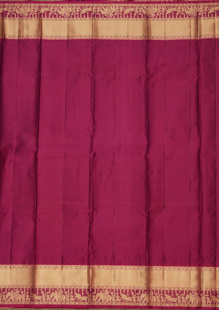 Magenta Pink Zariwork Silk Saree-koskii