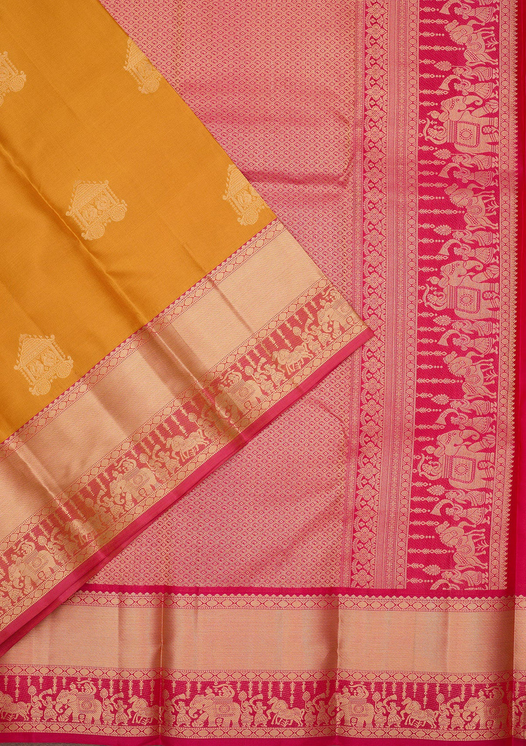 Mustard Zariwork Pure Silk Saree