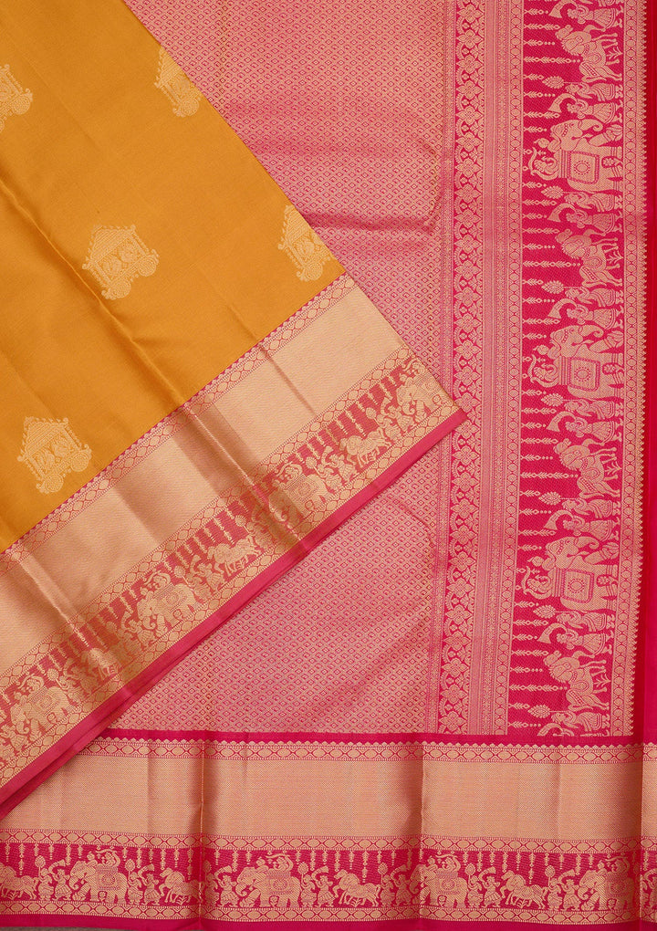 Mustard Zariwork Pure Silk Saree