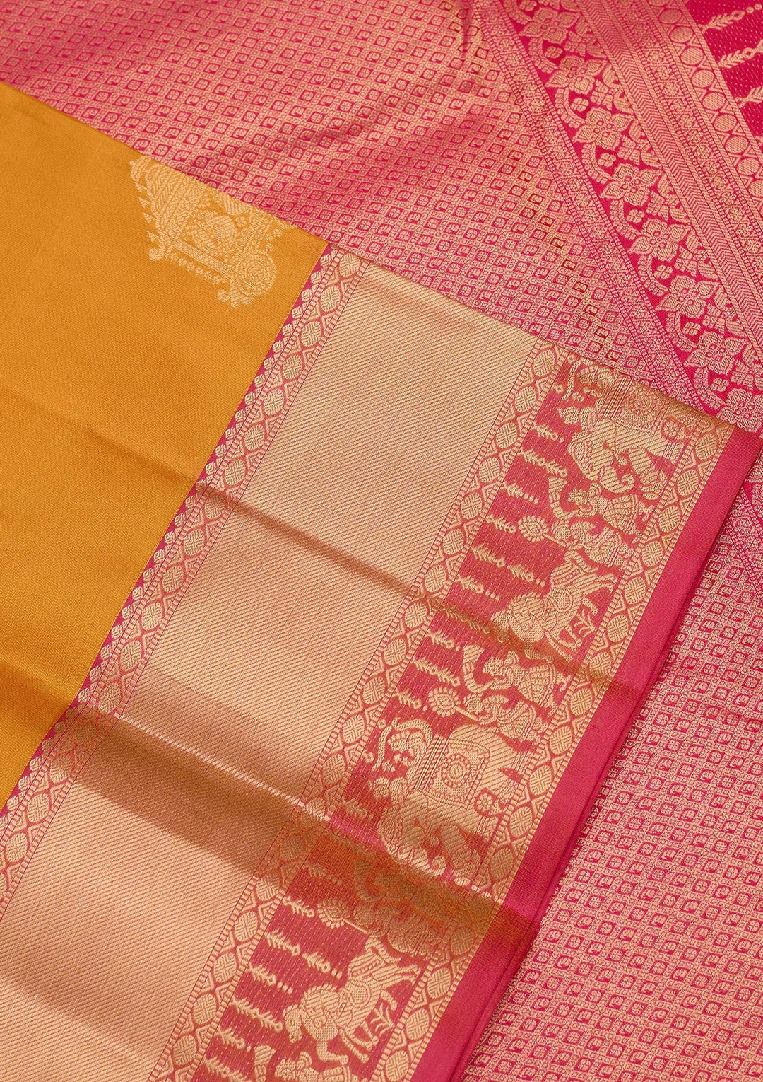Mustard Zariwork Pure Silk Saree
