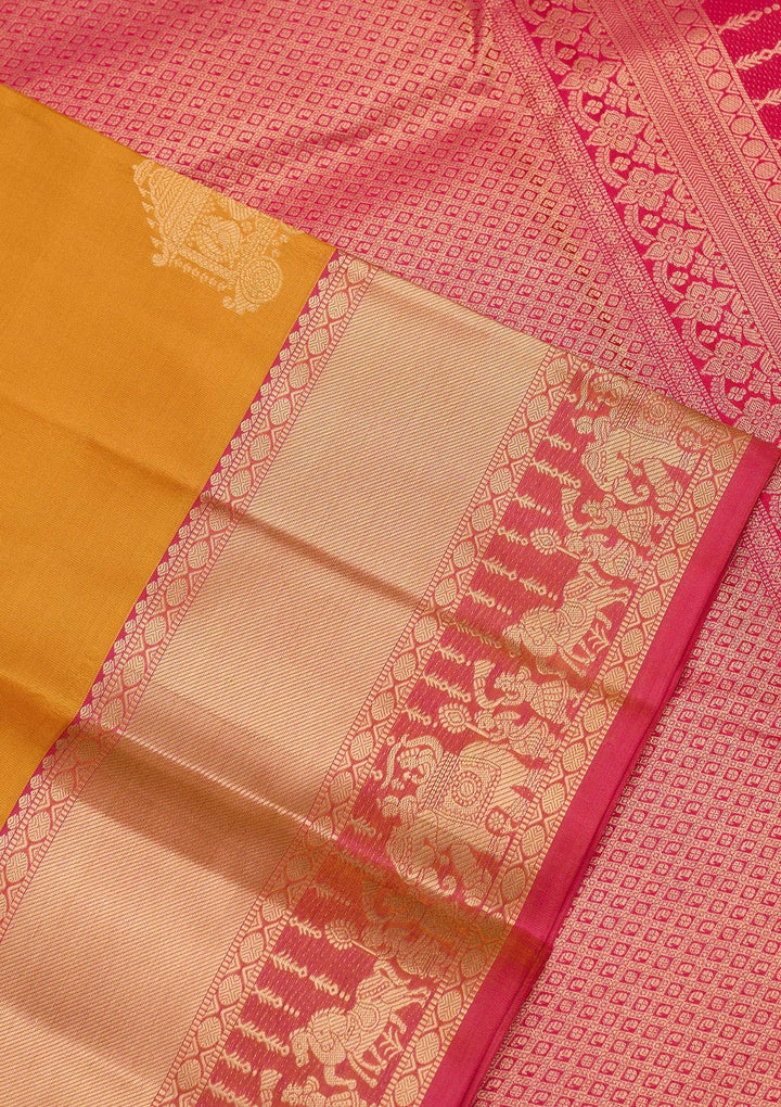Mustard Zariwork Pure Silk Saree