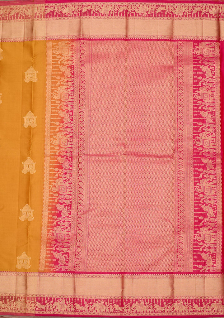 Mustard Zariwork Pure Silk Saree