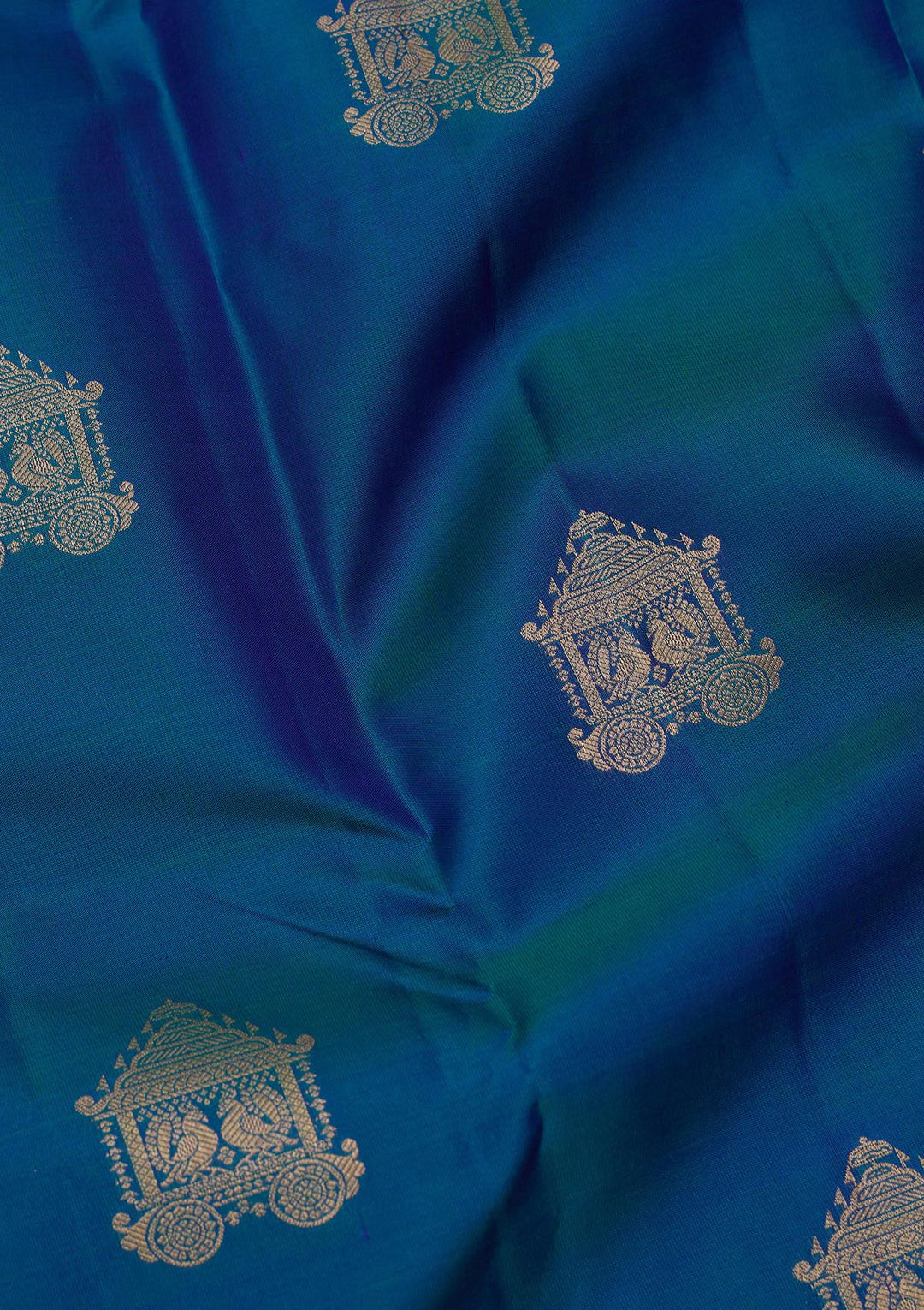 Peacock Blue Zariwork Pure Silk Saree