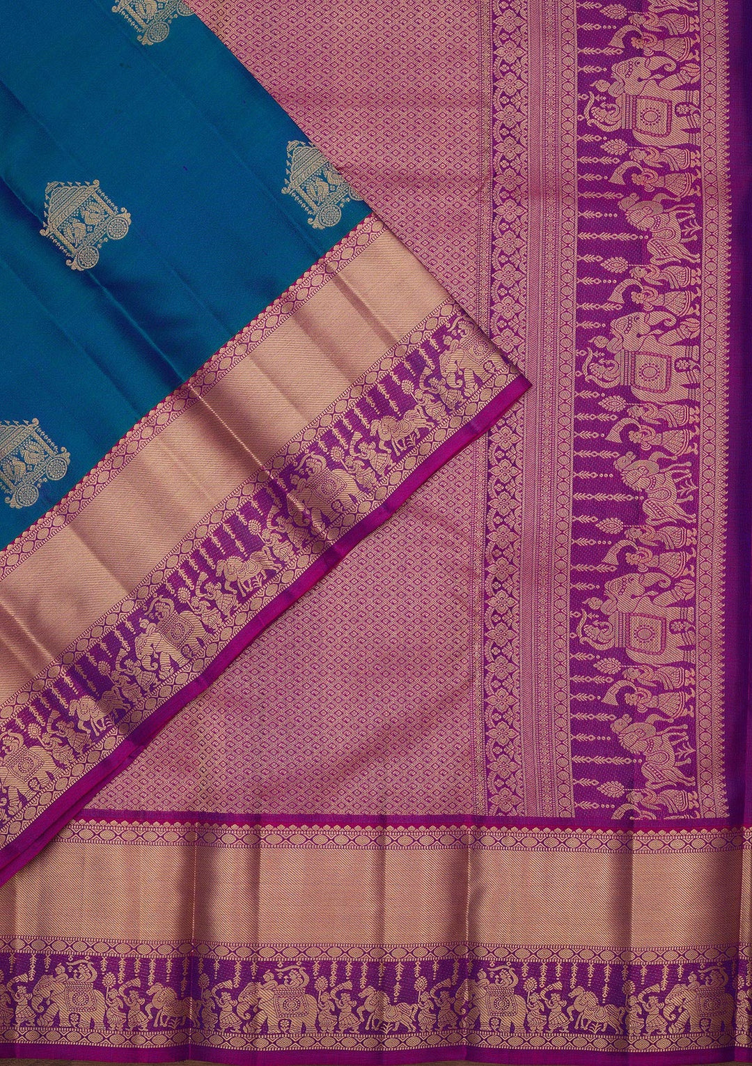 Peacock Blue Zariwork Pure Silk Saree