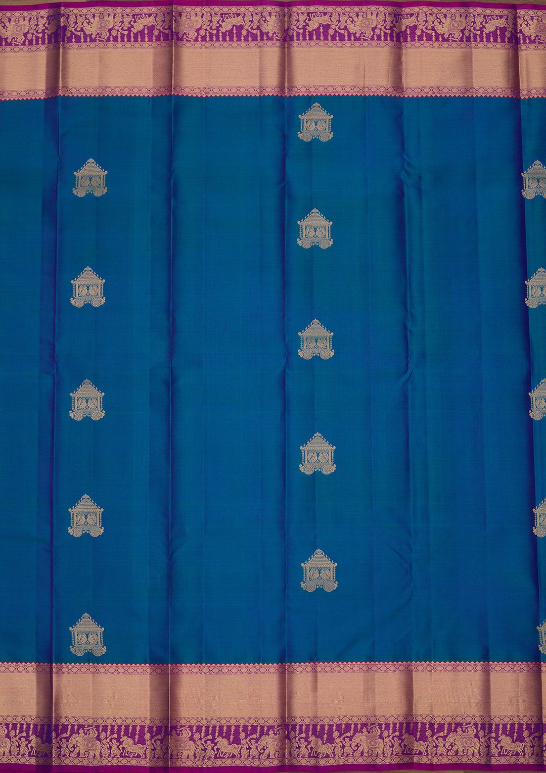 Peacock Blue Zariwork Pure Silk Saree