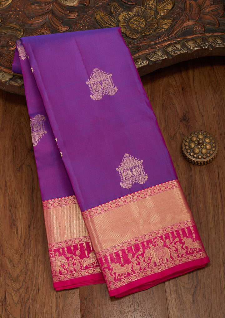 Purple Zariwork Silk Saree-koskii
