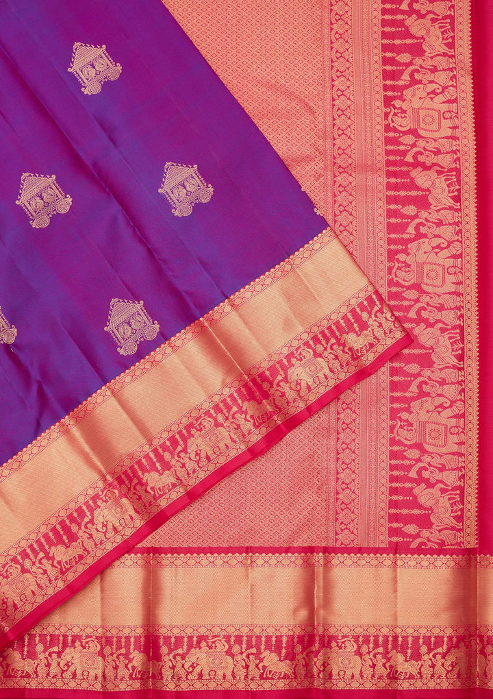 Purple Zariwork Silk Saree-koskii