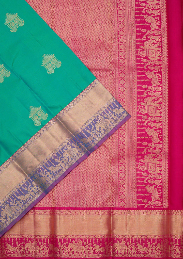 Rama Green Zariwork Pure Silk Saree