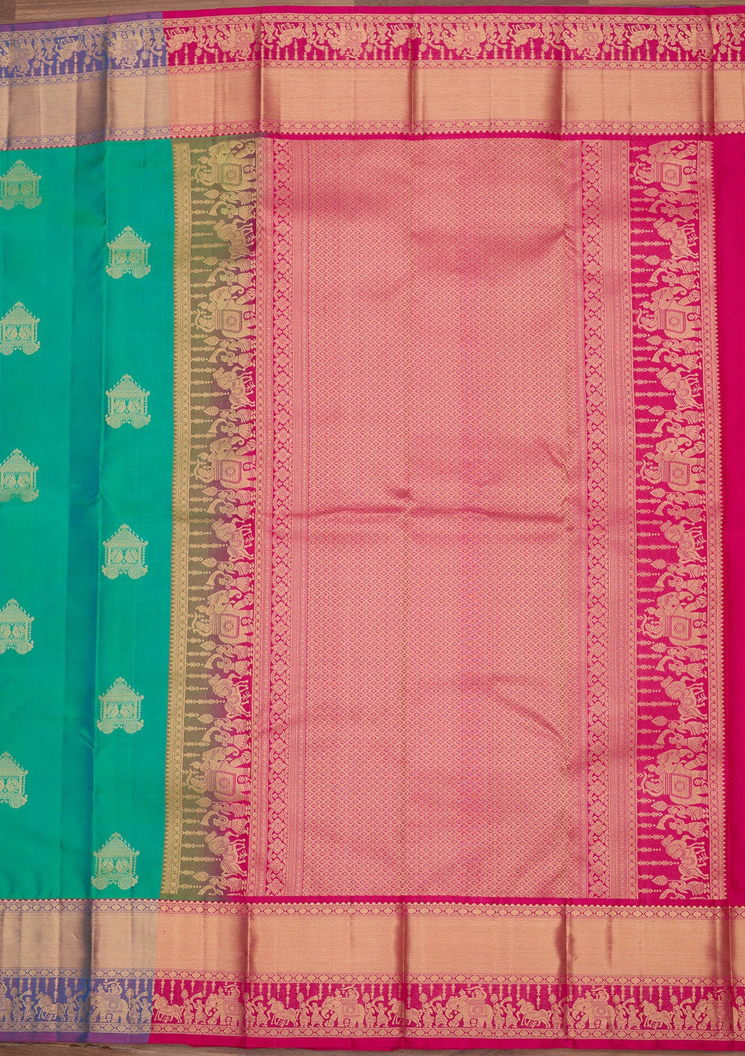 Rama Green Zariwork Pure Silk Saree