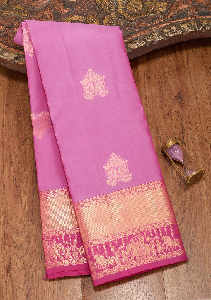 Rani Pink Zariwork Silk Saree-koskii
