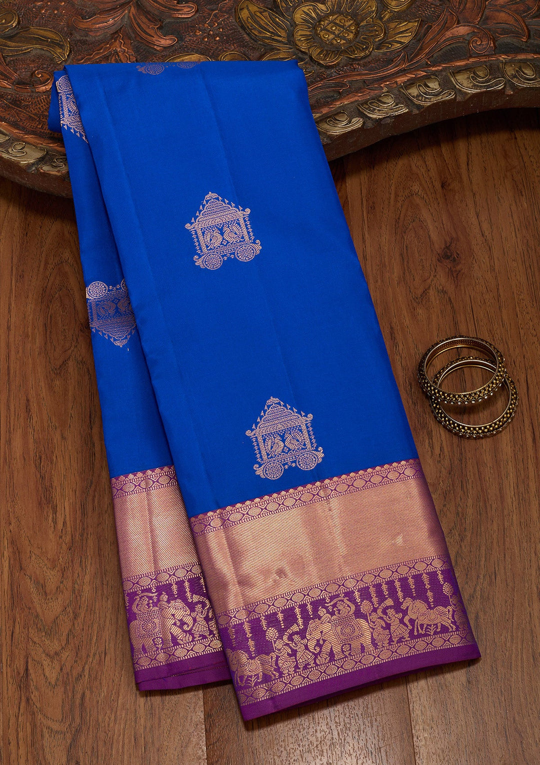 Royal Blue Zariwork Silk Saree-koskii