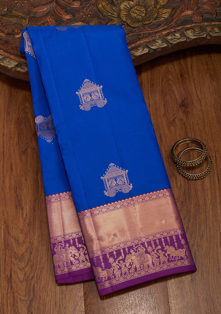Royal Blue Zariwork Silk Saree-koskii