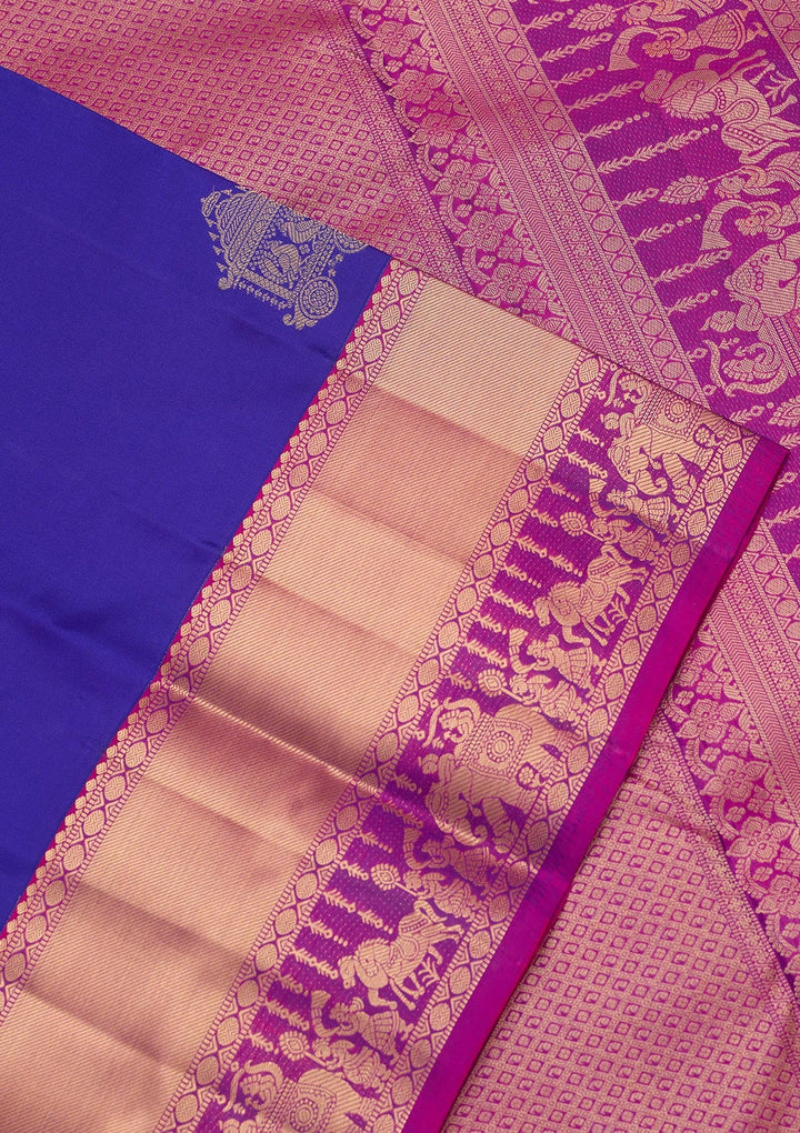 Royal Blue Zariwork Silk Saree-koskii