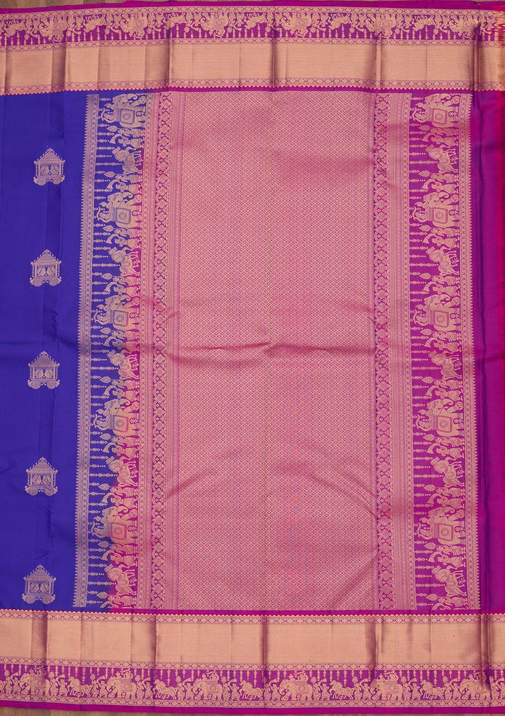 Royal Blue Zariwork Silk Saree-koskii