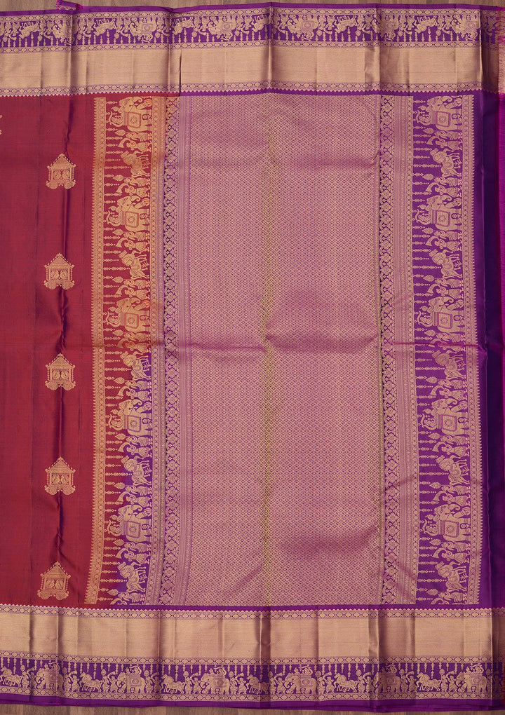 Rust Zariwork (Gold) Silk Silk_Saree