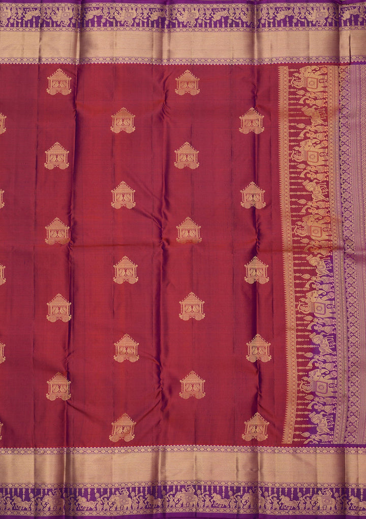 Rust Zariwork (Gold) Silk Silk_Saree