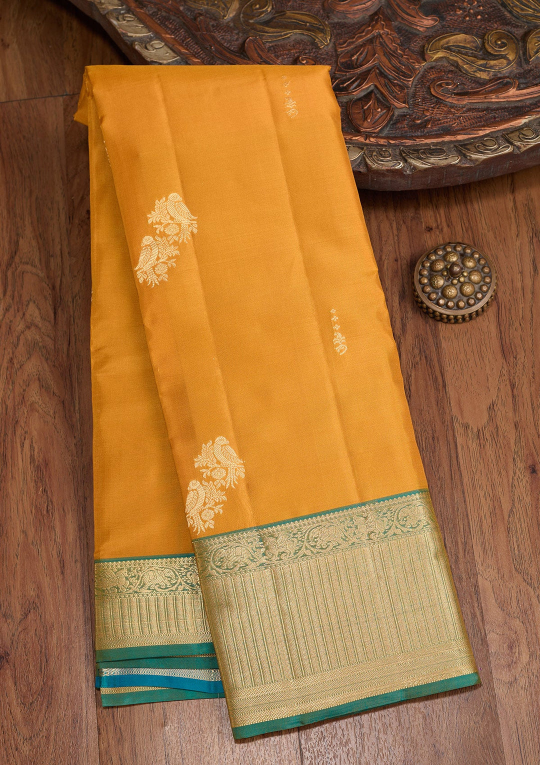 Mustard Zariwork (Gold) Silk Saree