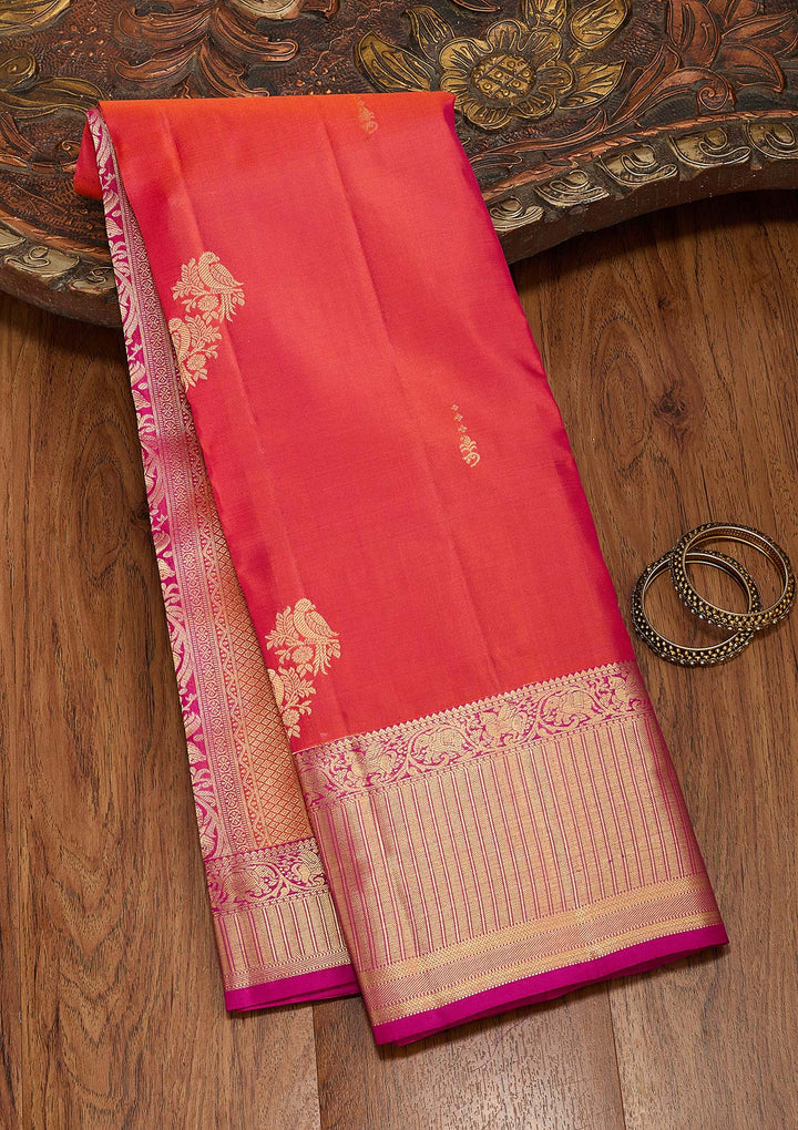 Orange Zariwork Silk Saree-koskii