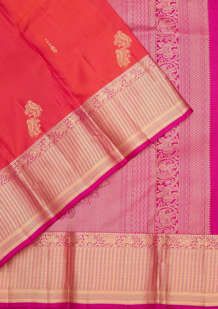 Orange Zariwork Silk Saree-koskii