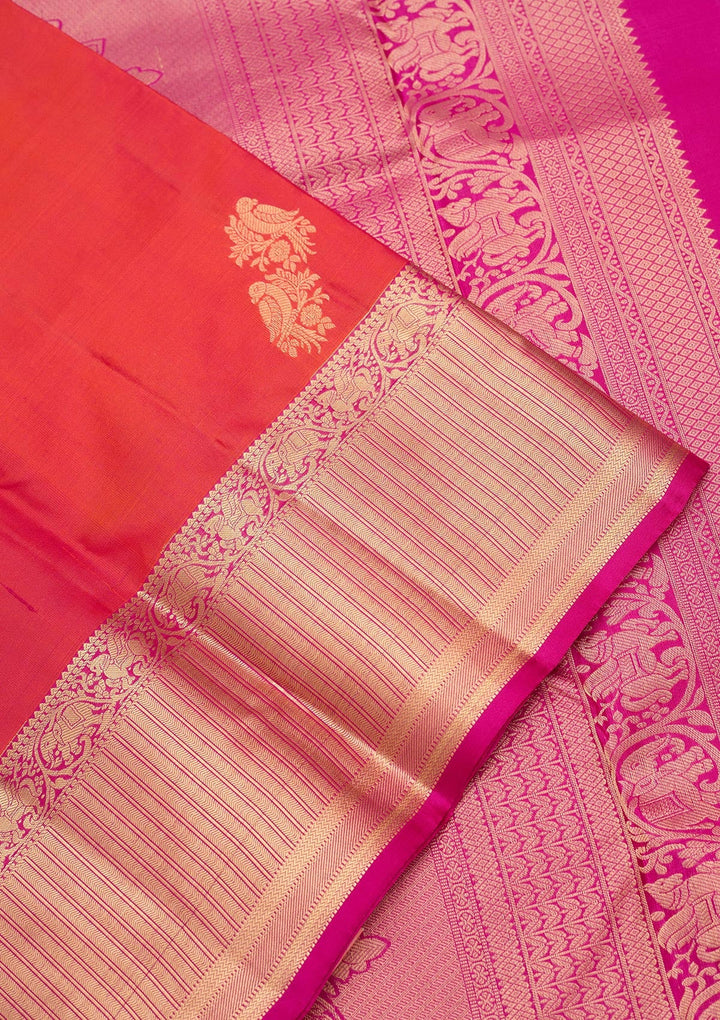 Orange Zariwork Silk Saree-koskii