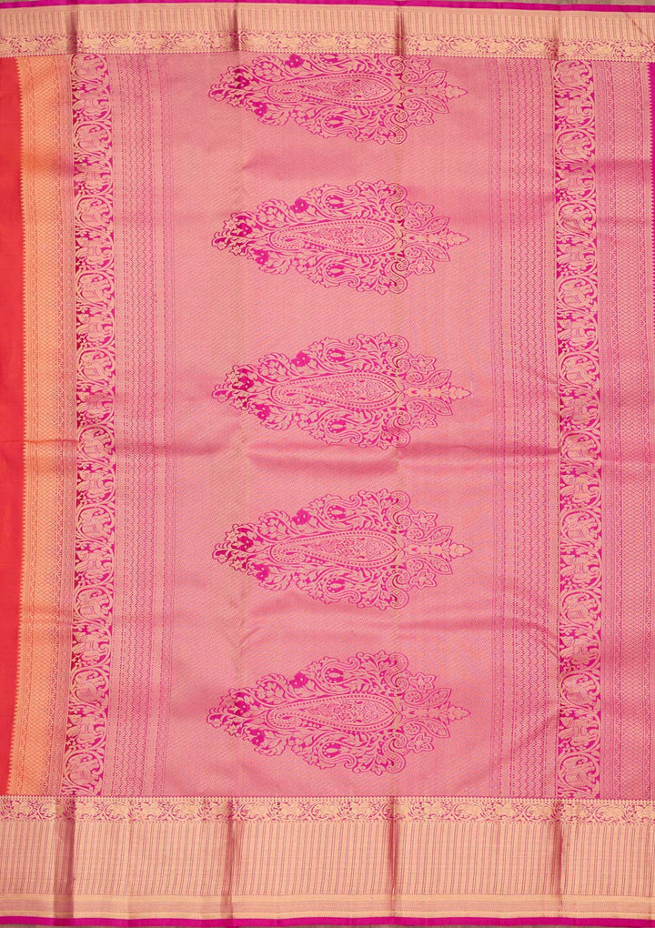 Orange Zariwork Silk Saree-koskii