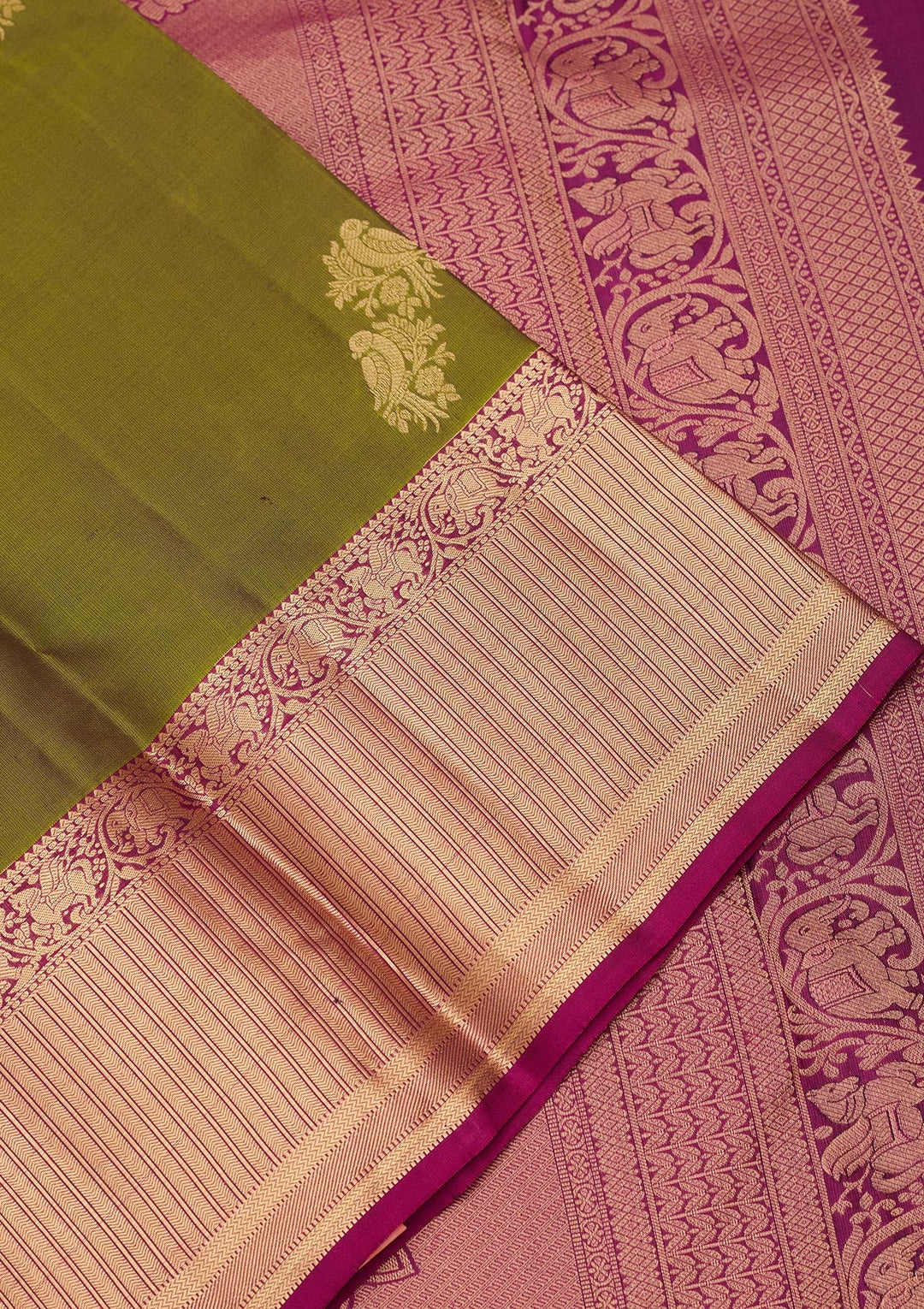 Parrot Green Zariwork Silk Saree-koskii