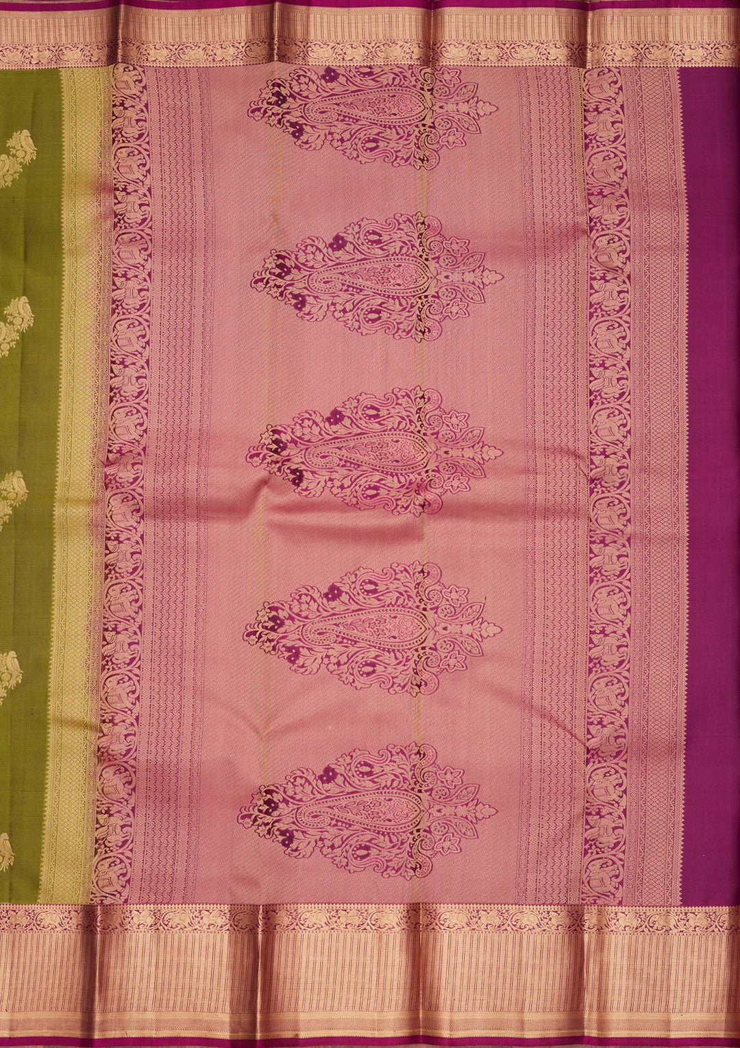 Parrot Green Zariwork Silk Saree-koskii