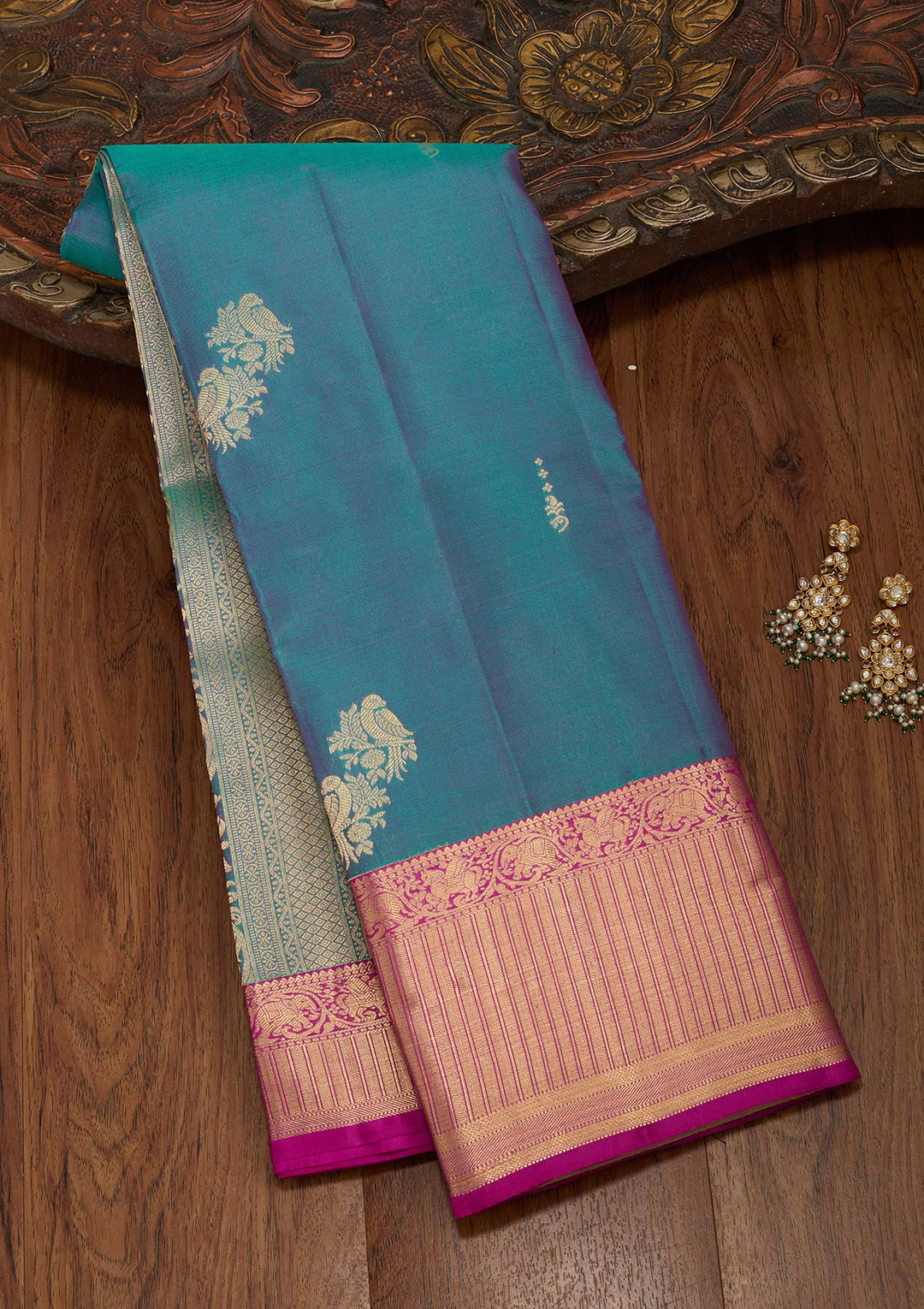 Rama Green Zariwork Silk Saree-koskii