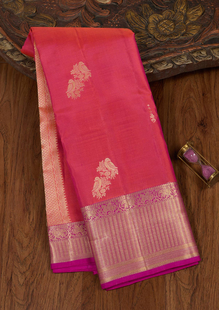 Rust Zariwork Silk Saree-koskii