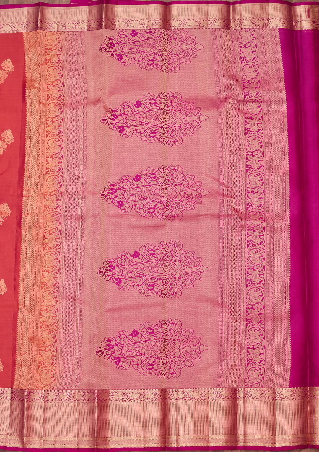 Rust Zariwork Silk Saree-koskii