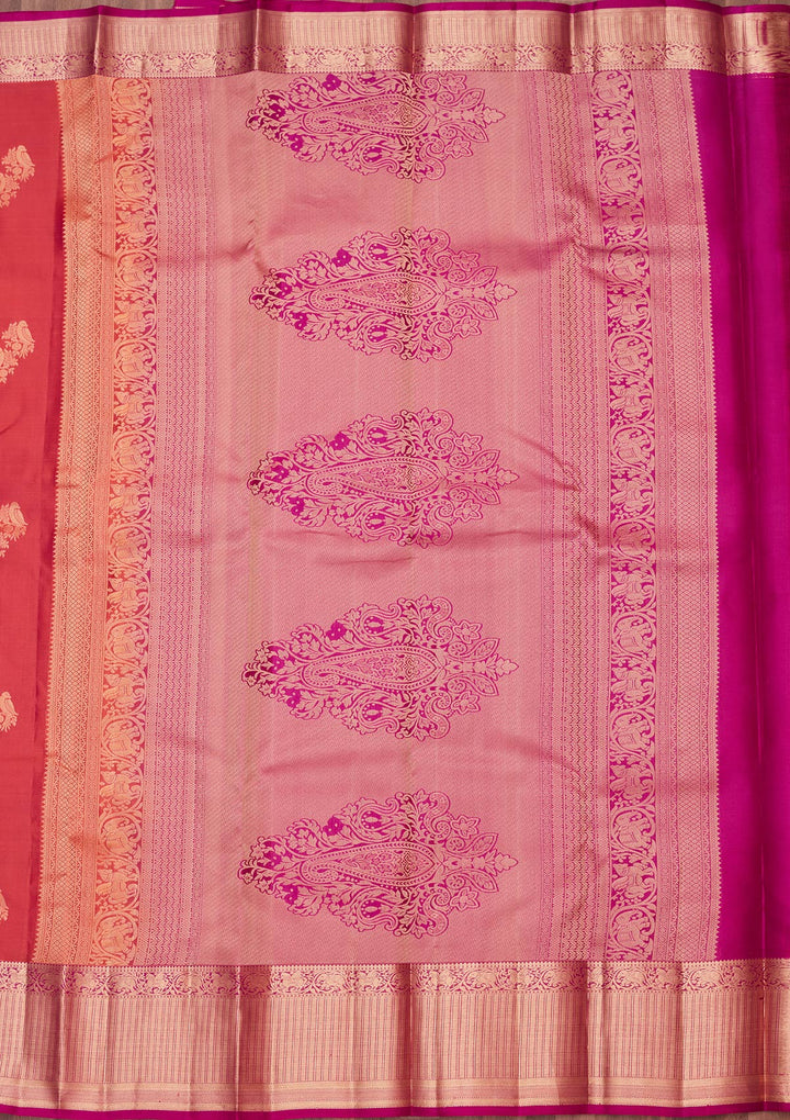 Rust Zariwork Silk Saree-koskii