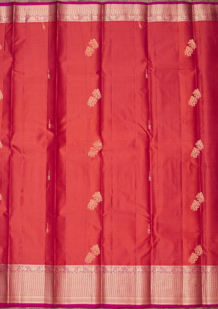 Rust Zariwork Silk Saree-koskii