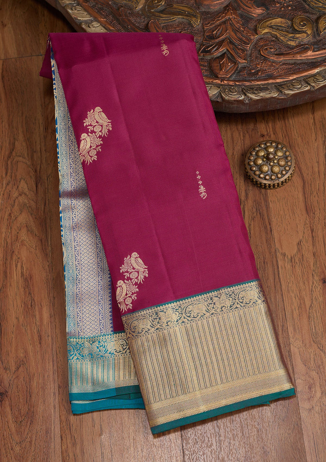 Wine Zariwork (Gold) Silk Silk_Saree