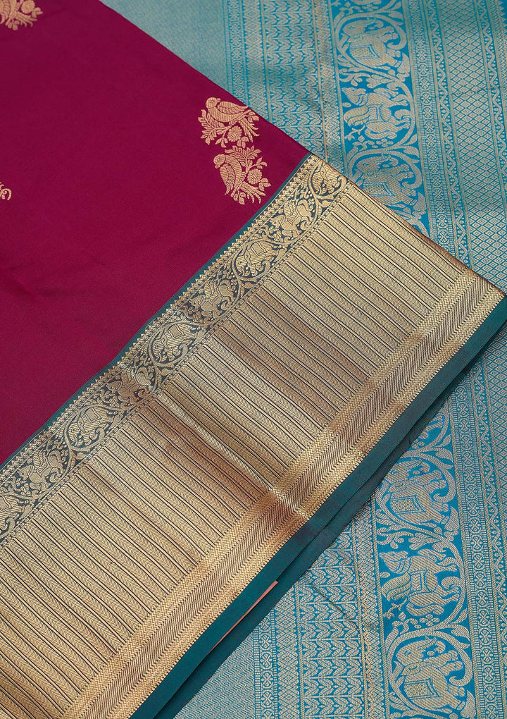 Wine Zariwork (Gold) Silk Silk_Saree